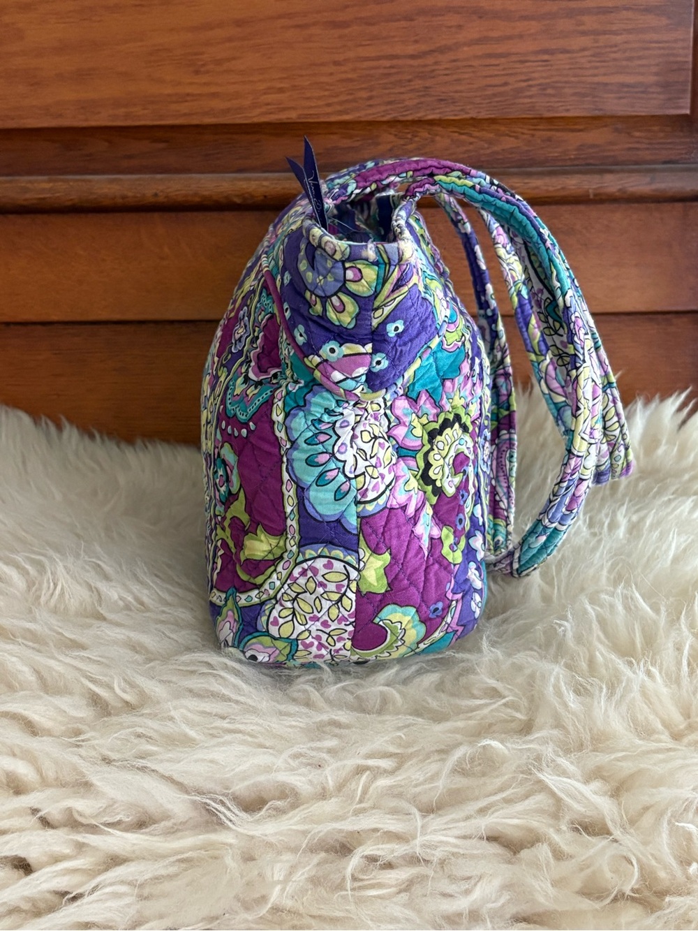 Vera Bradley ‘Heather Paisely’ Purple Teal Quilted Tote - Picture 3 of 6